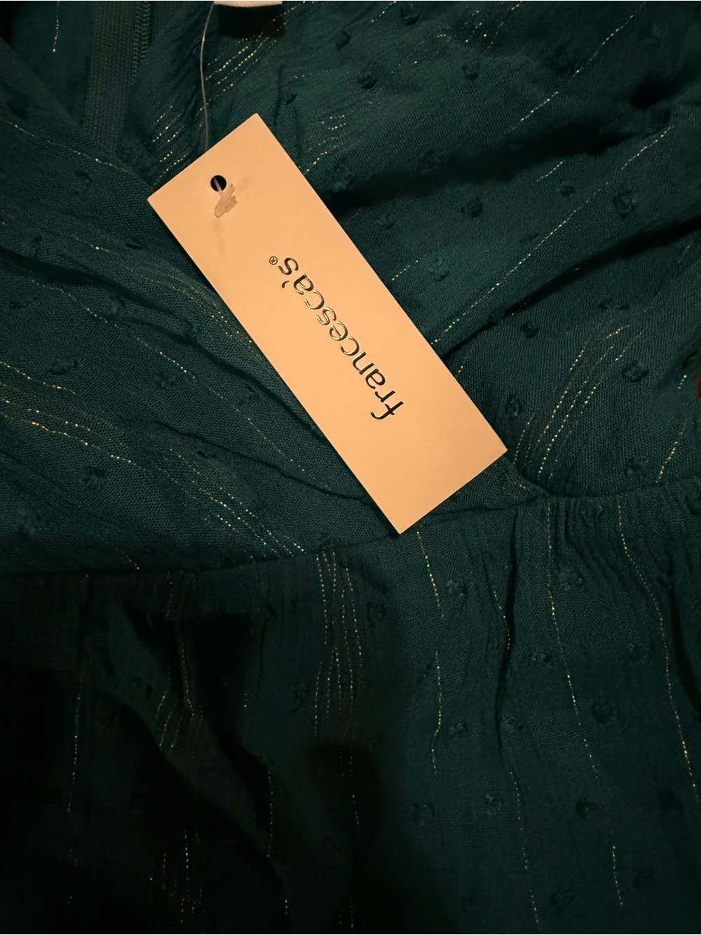 Francesca's Collections Teal Dress with Gold Lurex Detail